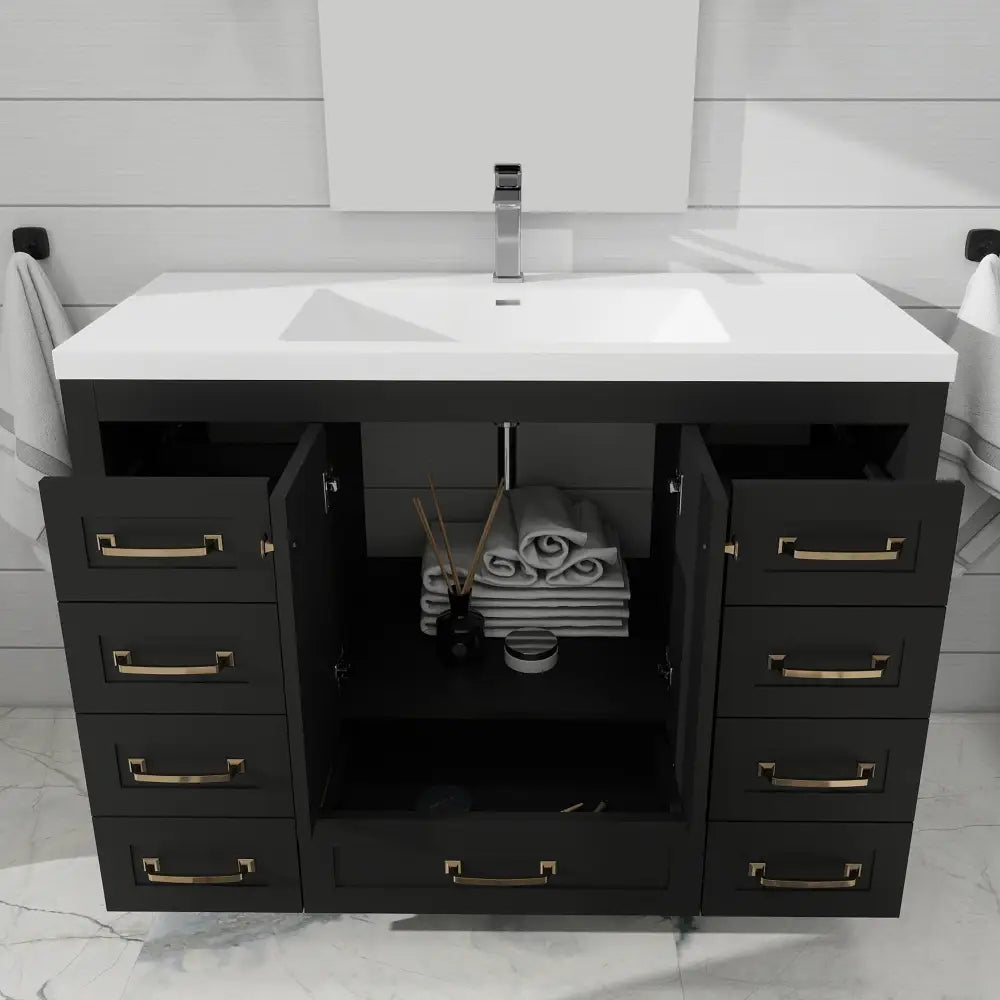 Modern 48’’ RTA Freestanding Vanity Cabinet Base with Larger Storage Room (Countertop & Sink Not Included) 浴室柜