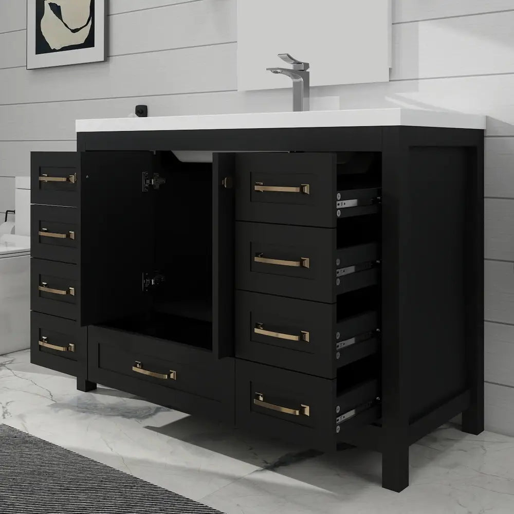 Modern 48’’ RTA Freestanding Vanity Cabinet Base with Larger Storage Room (Countertop & Sink Not Included) 浴室柜