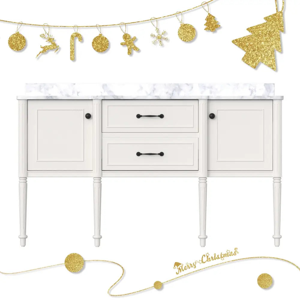 Modish 60’’ Wall Mounted Single Vanity Cabinets Cabinets with Solid Wood Legs Lvory White 浴室柜