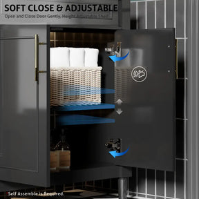 Retro 30’’ Freestanding Single Vanity Cabinets with Circular Column 浴室柜