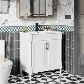 Retro 30’’ Freestanding Single Vanity Cabinets with Circular Column 浴室柜