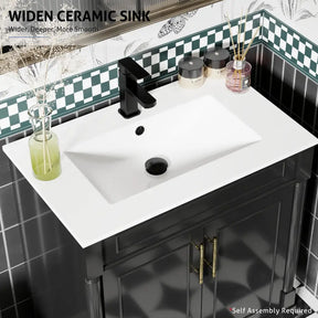 Retro 30’’ Freestanding Single Vanity Cabinets with Circular Column 浴室柜