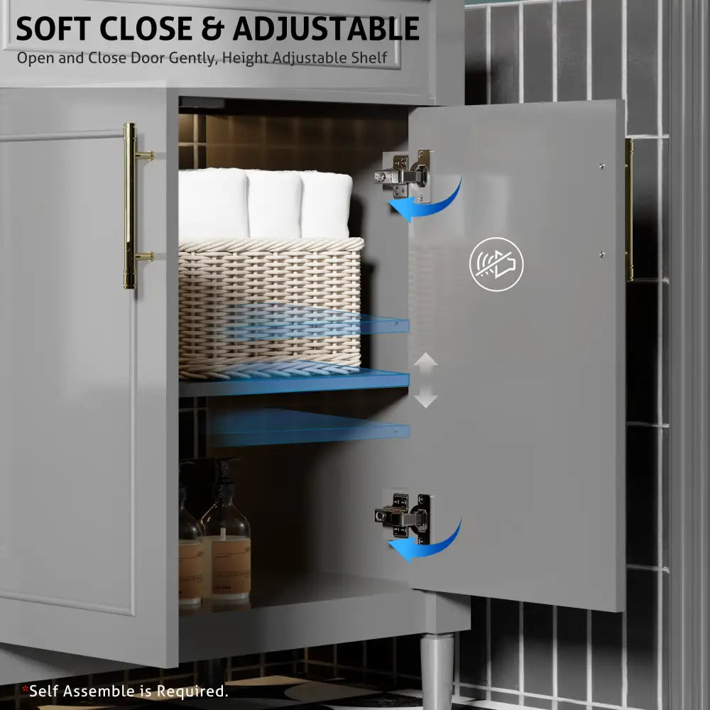 Retro 30’’ Freestanding Single Vanity Cabinets with Circular Column 浴室柜