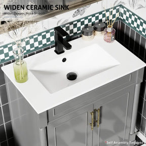 Retro 30’’ Freestanding Single Vanity Cabinets with Circular Column 浴室柜