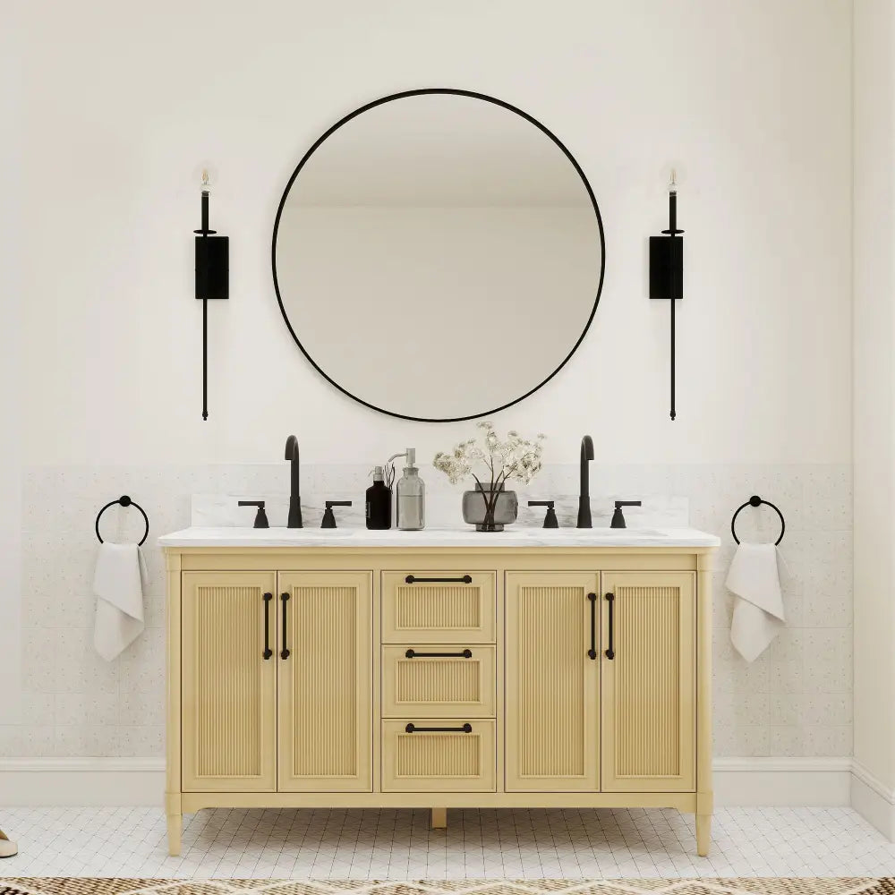 Vantara 60’’ Freestanding Double Vanity Cabinets with Fluted Texture 浴室柜