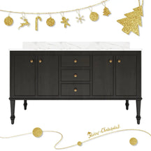 Verve 60’’ Freestanding Double Vanity Cabinets with Wall Mounted Options Black Onyx 浴室柜