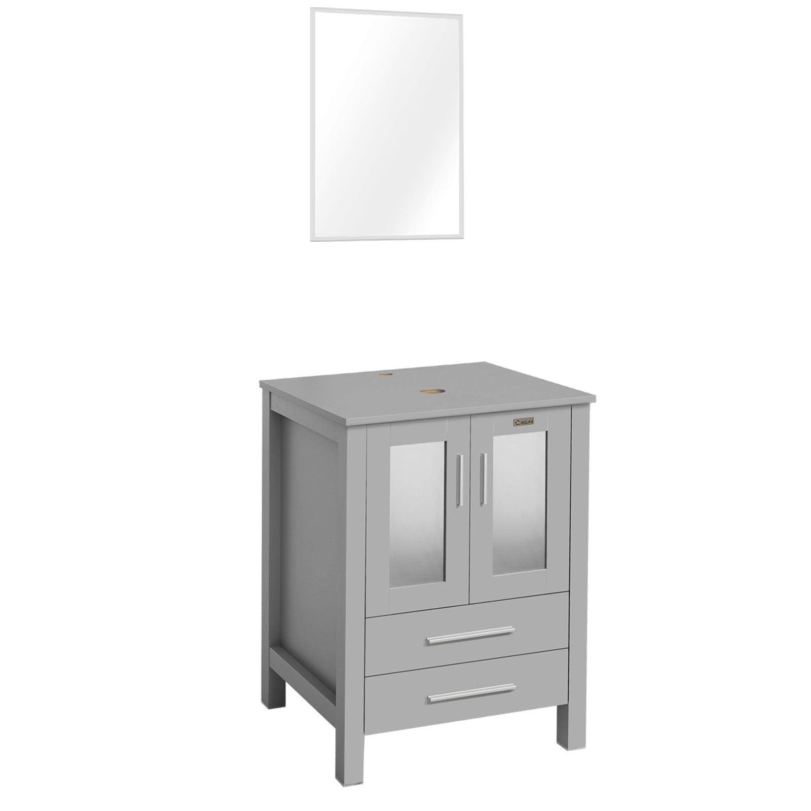 24” Grey Vanity Combo with Doors & Drawers