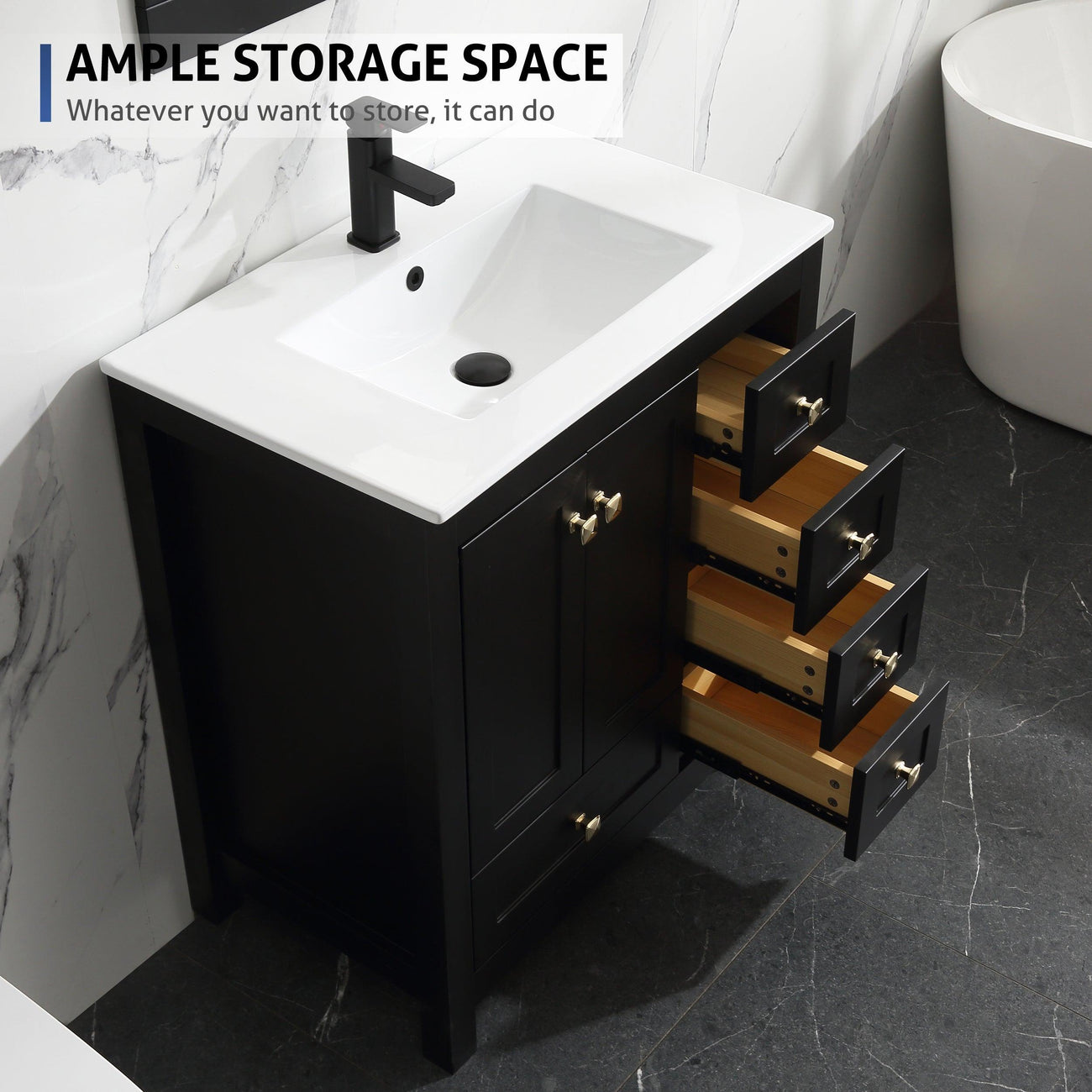 Modern 36" Freestanding Bathroom Vanity Combo with Single Undermount S