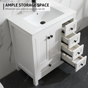 Eclife 30'' Bathroom Vanities Cabinet with Sink Combo Set, Undermount Ceramic Sink with Thickened Wood