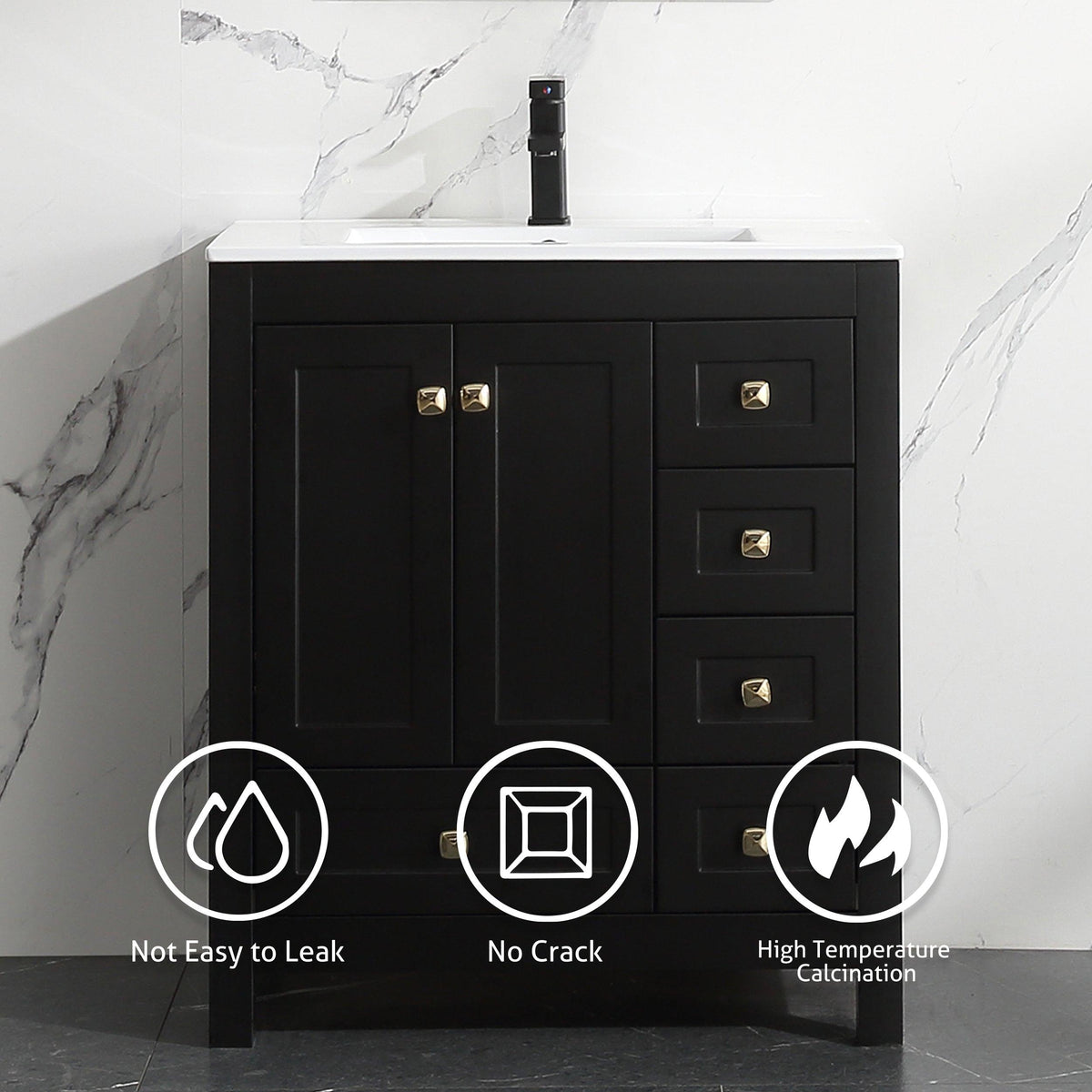 Modern 36" Freestanding Bathroom Vanity Combo with Single Undermount S