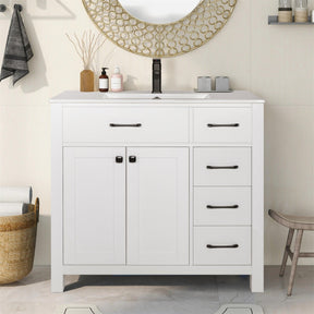 Eclife 36" Bathroom Vanity Cabinet with Undermount Vessel Sink Combo