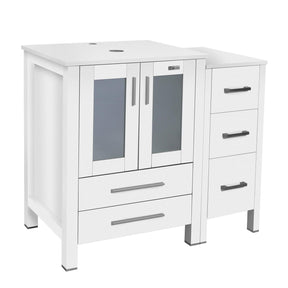 Eclife 60" Double Sinks Morden White Bathroom Vanity with Pedestal  Side Cabinet And Mirror Combo