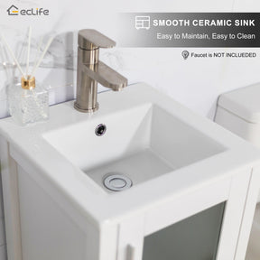 16" Small Bathroom Vanity with Undermount Ceramic Sink