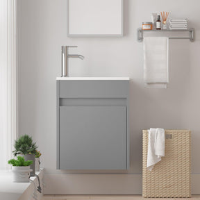 Rec 16" Wall Mounted Bathroom Vanity Combo with Single Undermount Sink