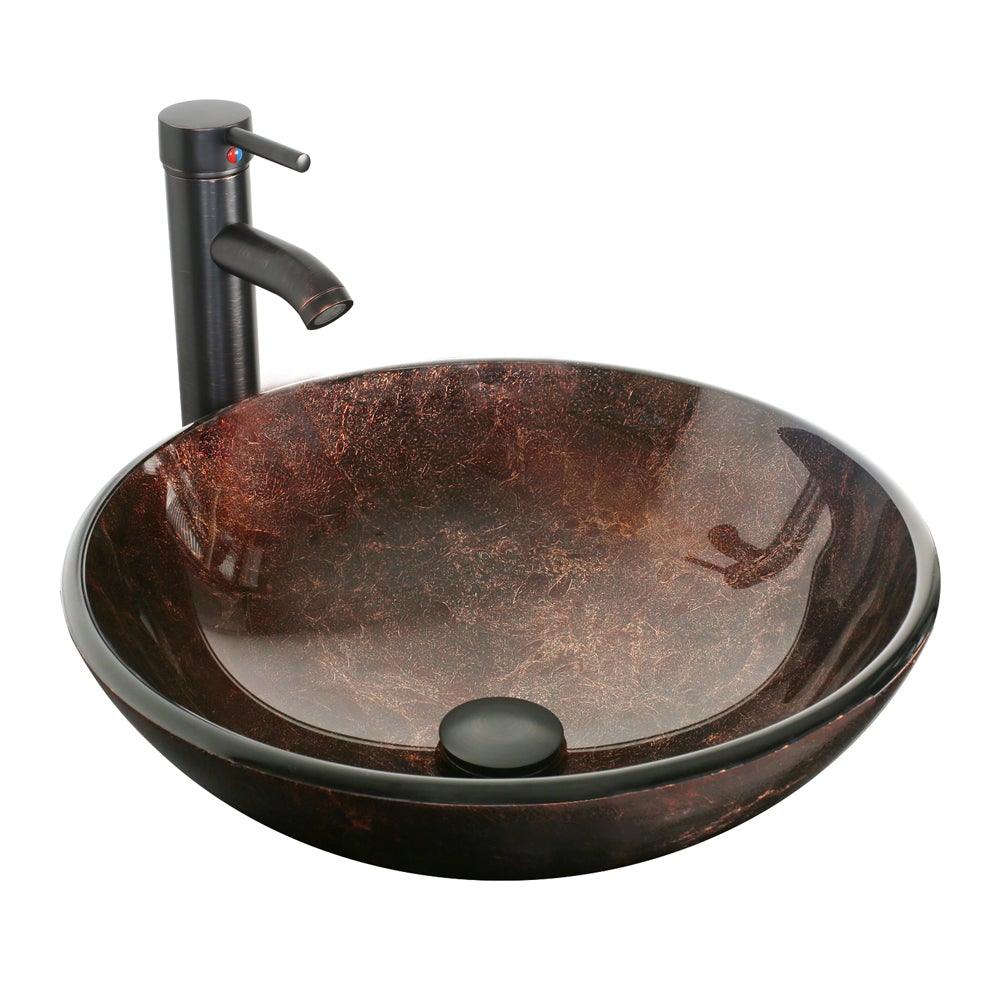 Eclife Russet Round Tempered Glass Sink