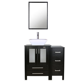 Eclife 36" Modern Pedestal Bathroom Vanity W/Side Cabinet Combo Set
