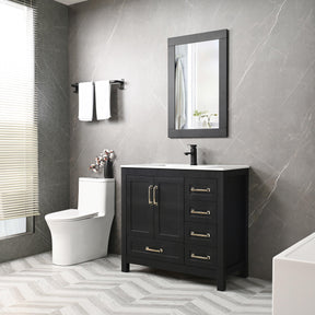 Modern 36" Freestanding Bathroom Vanity Combo with Single Undermount Sink & Mirror
