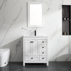 Eclife 30'' Bathroom Vanities Cabinet with Sink Combo Set, Undermount Ceramic Sink with Thickened Wood