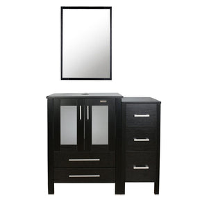 Eclife 36" Modern Pedestal Bathroom Vanity W/Side Cabinet Combo Set