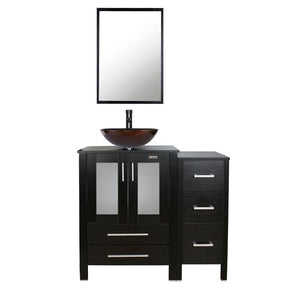 Eclife 36" Modern Pedestal Bathroom Vanity W/Side Cabinet Combo Set