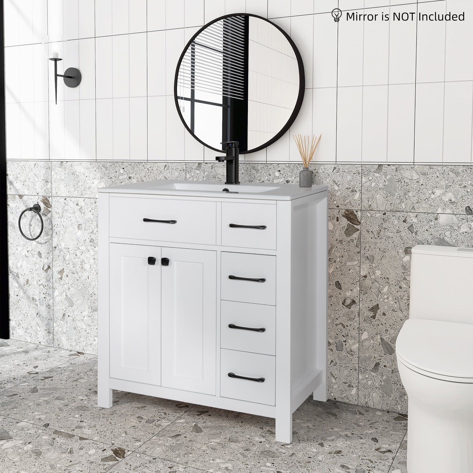Eclife 30" Bathroom Vanity Cabinet with Undermount Vessel Sink Combo