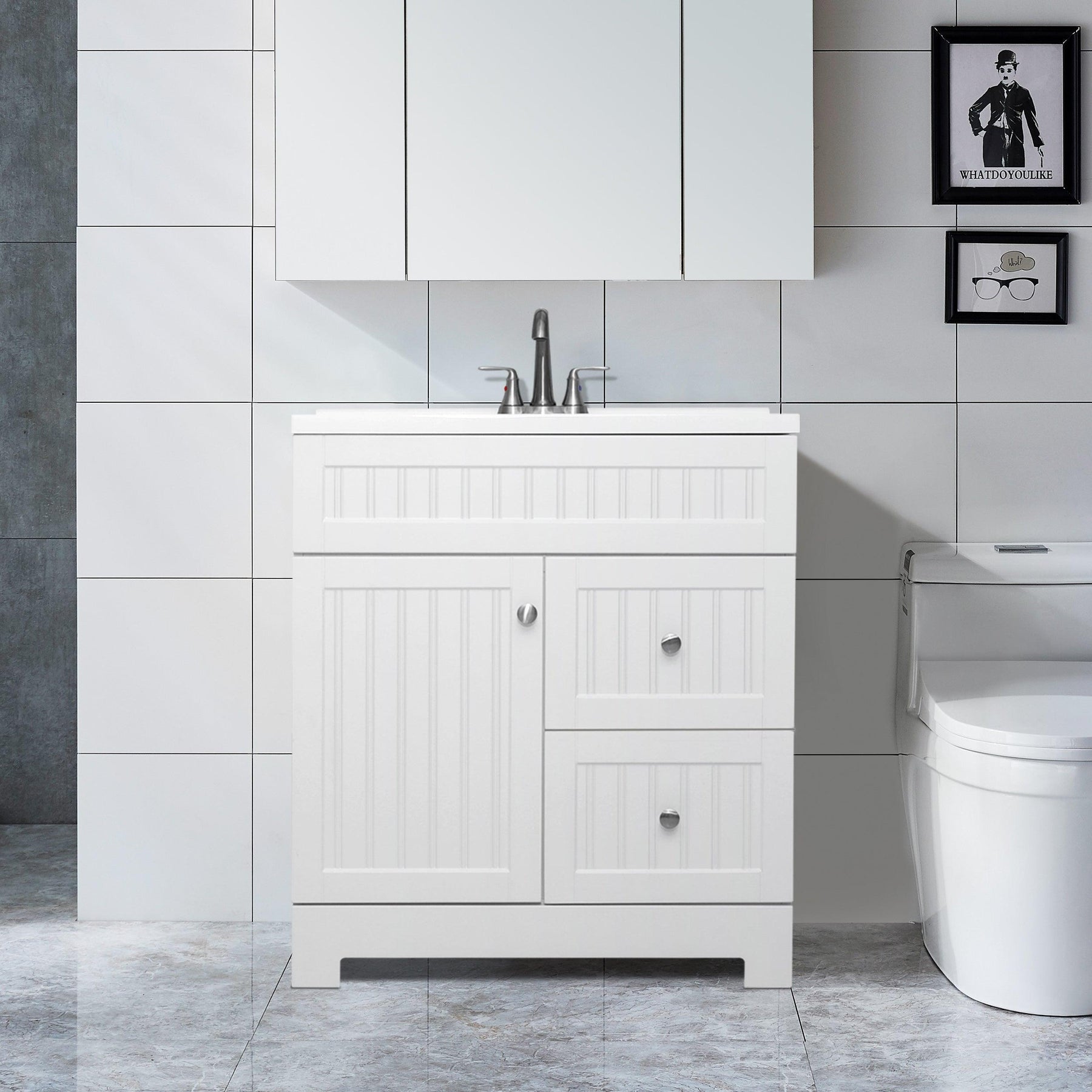 Outlet 24"/36" Freestanding Bathroom Vanity Combo with Single Undermount Sink