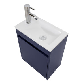 Eclife 16" Bathroom Floating Vanity Sink Combo for Small Space, Modern vanity with vessel sink, white