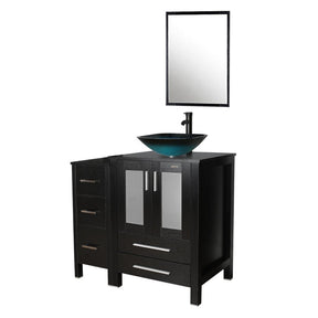 Eclife 36" Modern Pedestal Bathroom Vanity W/Side Cabinet Combo Set