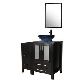 Eclife 36" Modern Pedestal Bathroom Vanity W/Side Cabinet Combo Set