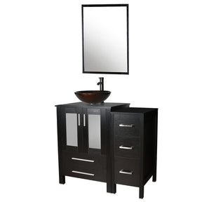 Eclife 36" Modern Pedestal Bathroom Vanity W/Side Cabinet Combo Set