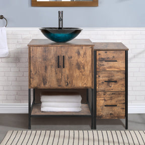 36" BATHROOM VANITY CABINET SINK COMBO W/FREE STANDING 3 DRAWERS SIDE CABINET