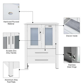 Eclife 60" Double Sinks Morden White Bathroom Vanity with Pedestal  Side Cabinet And Mirror Combo