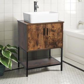 Eclife 24“ Wood Brown Double Door Bathroom Vanity