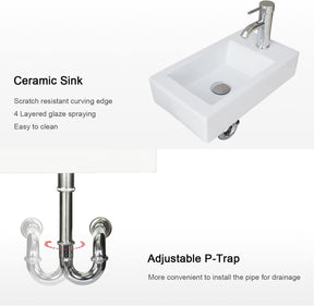 Eclife 18.4’’ Bathroom Vanity Combo,Modern Design Wall Mounted Vanity Set with Terpered Glass Sink Top