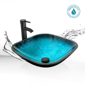 Eclife Turquoise Tempered Glass Square Sink