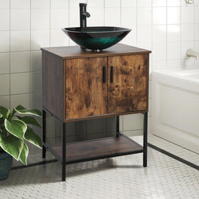 Eclife 24“ Wood Brown Double Door Bathroom Vanity
