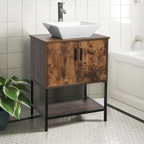 Eclife 24“ Wood Brown Double Door Bathroom Vanity