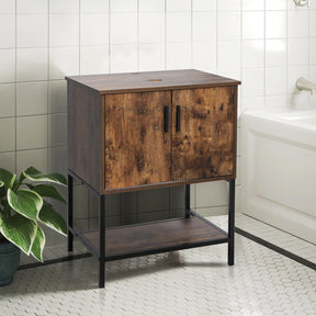 Eclife 24“ Wood Brown Double Door Bathroom Vanity