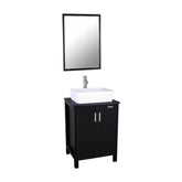 Eclife 24" Bathroom Vanity Combo Modern MDF Cabinet with Vanity Mirror Clear Round Tempered Glass Counter Top Vessel Sink with 1.5 GPM Faucet and Pop Up Drain