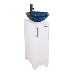 Eclife 14" Bathroom Vanity and Sink Combo White Small Vanity Square Ceramic Vessel Sink