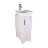 14" Bathroom Vanity and Sink Combo White Small Vanity Square Ceramic Vessel Sink & 1.5 GPM Water Save Faucet & Solid Brass Pop Up Drain