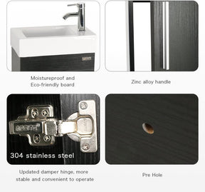 Eclife 18.4’’ Bathroom Vanity Combo,Modern Design Wall Mounted Vanity Set with Terpered Glass Sink Top