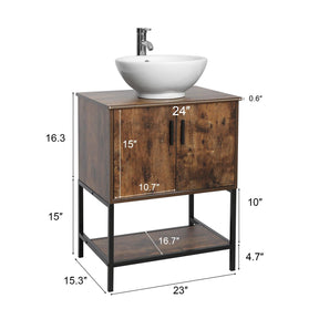 Eclife 24“ Wood Brown Double Door Bathroom Vanity