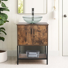 Eclife 24“ Wood Brown Double Door Bathroom Vanity