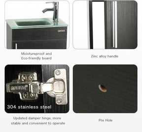 Eclife 18.4’’ Bathroom Vanity Combo,Modern Design Wall Mounted Vanity Set with Terpered Glass Sink Top