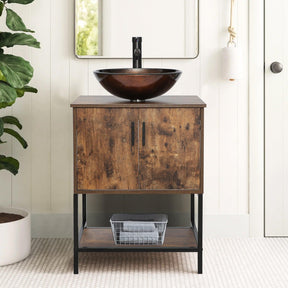 Eclife 24“ Wood Brown Double Door Bathroom Vanity
