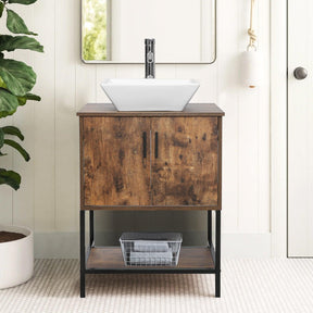Eclife 24“ Wood Brown Double Door Bathroom Vanity
