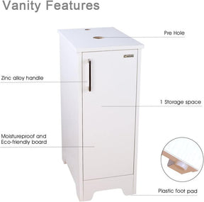 14" Bathroom Vanity and Sink Combo White Small Vanity Square Ceramic Vessel Sink & 1.5 GPM Water Save Faucet & Solid Brass Pop Up Drain
