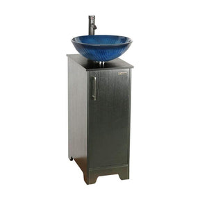 14" Bathroom Vanity and Sink Combo Black Small Vanity Sink & 1.5 GPM Water Save Faucet & Solid Brass Pop Up Drain