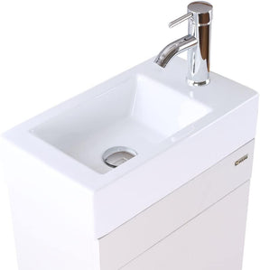 Eclife 18.4’’ Bathroom Vanity Combo,Modern Design Wall Mounted Vanity Set with Terpered Glass Sink Top